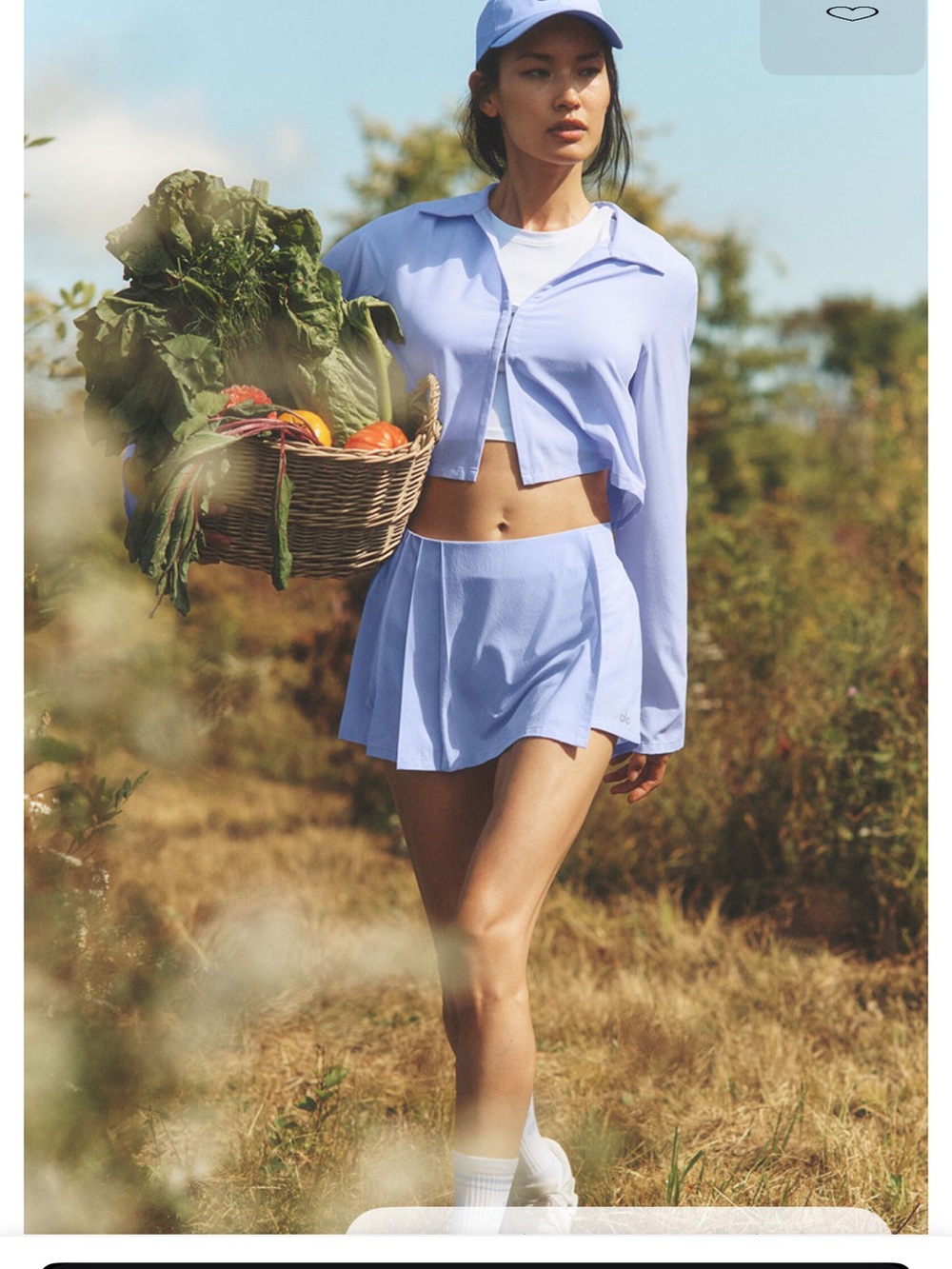 ALO Yoga Light Provance Blue Jacket with Matching Skort Set